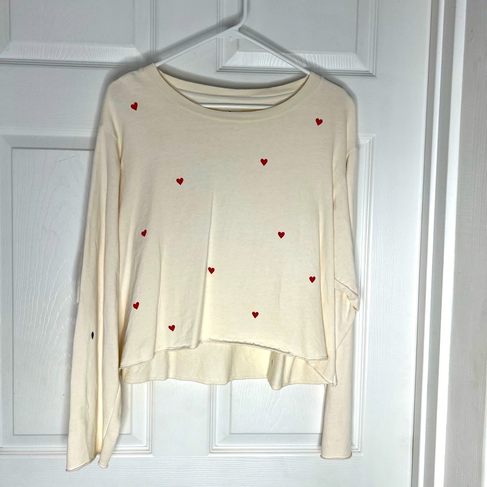 Sundry Hearts Raw Hem Boxy Scoop neck Sweatshirt Sz 1 - Picture 2 of 11